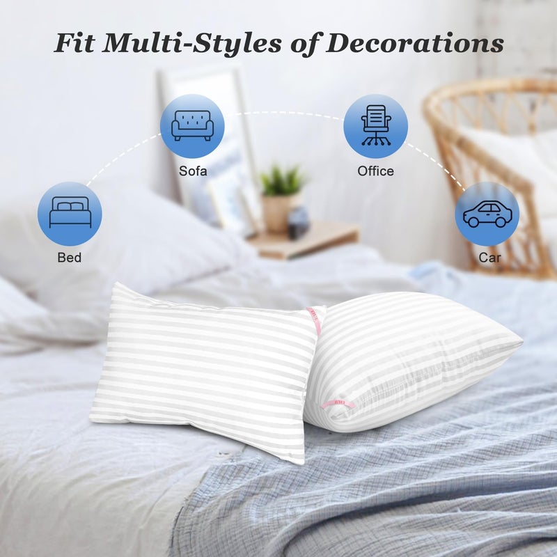 EIUE Throw Pillow Inserts, Machine Washable Pillows,Premium Polyester Fiber Fill for Sofa Bed & Decorative Cushions (White, 12x20inch) - Image 3